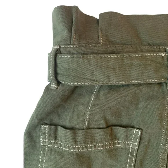 Free People  In The Grass Paper Waist Skirt Army Size 4 - Picture 9 of 14